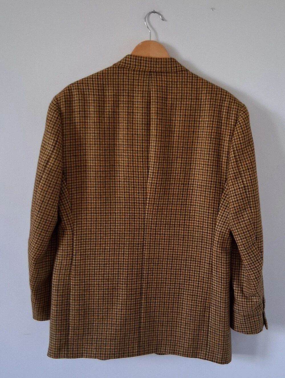 Tommy Hilfiger Men's Brown Blue Houndstooth Sport Coat Blazer 41R Vintage Wool
